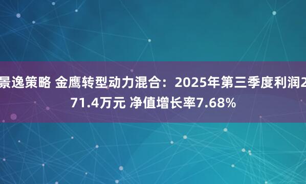 景逸策略 金鹰转型动力混合：2025年第三季度利润271.4万元 净值增长率7.68%